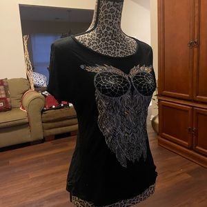 Black Miss Roya T Owl Top